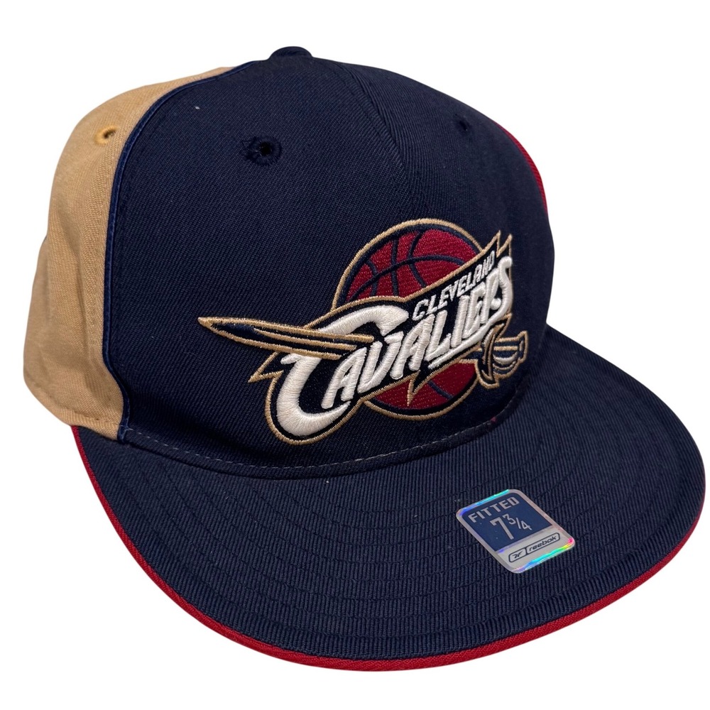 Reebok Cleveland Cavaliers NBA‎ Fitted Hat 7 3/4 Navy Red Gold Colorblock Cap